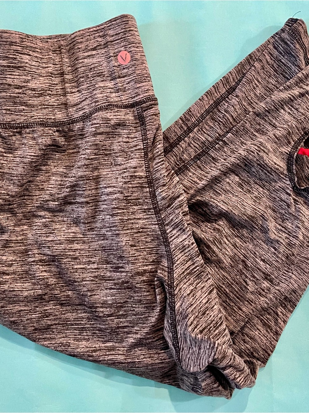 Livi Active Heathered Gray Leggings with Pink Logo
